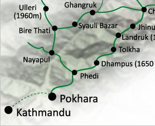 Pokhara Valley Trek Route Map