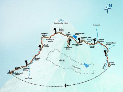 Tashi Lapcha Pass Trek Map