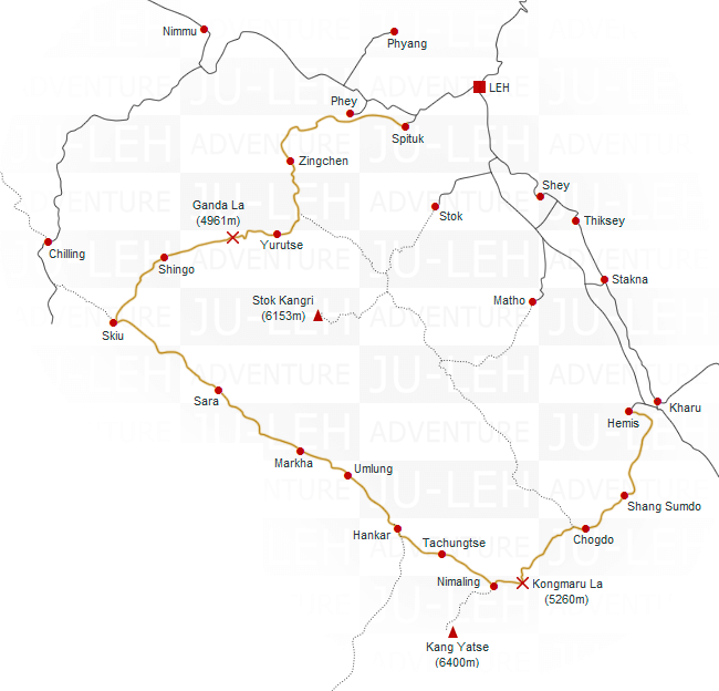 Zingchen to Chilling Trek Map